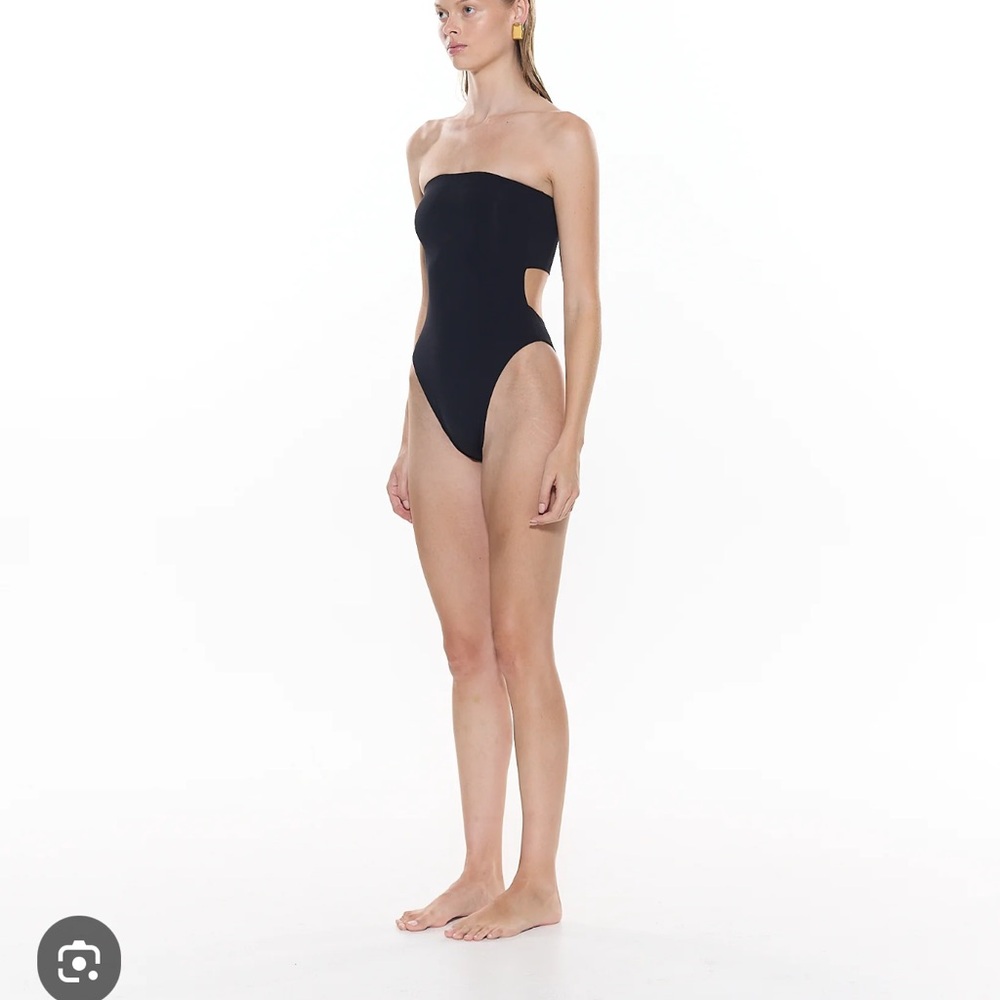 Myra Swim Chic Black Strapless Swimsuit with open back!Camel!Aloe is the style